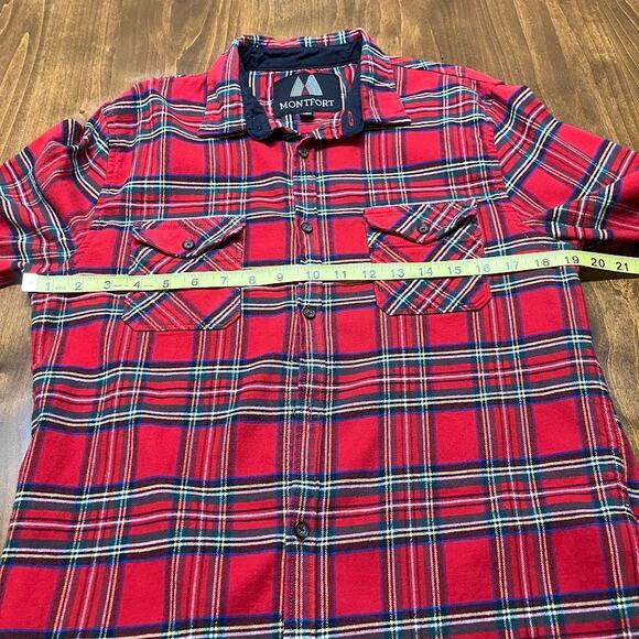Montfort Lumberjack Red Plaid Long Sleeve Flannel Button Down Shirt Womens L - Picture 7 of 9